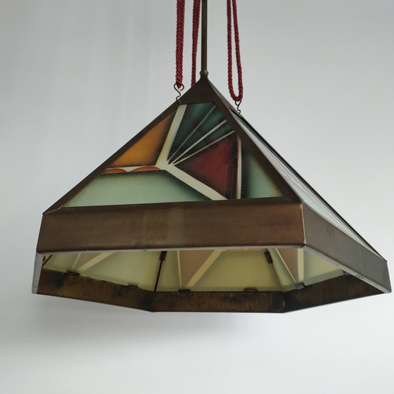 Image 1 of Art Deco Hexagon Amsterdamse School Lampen (Plafondlamp + Plafonnière)