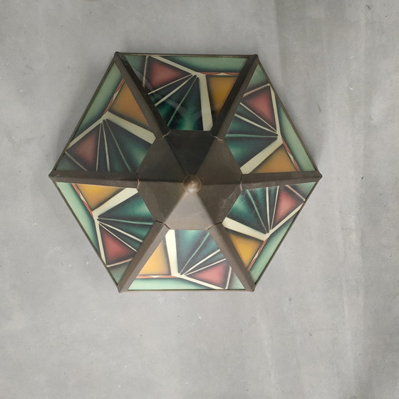 Image 1 of Art Deco Hexagon Amsterdamse School Lampen (Plafondlamp + Plafonnière)