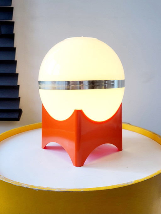 Space Age Tafellamp Met Oranje Voet Vierkant, Kunststof, Jaren 1960