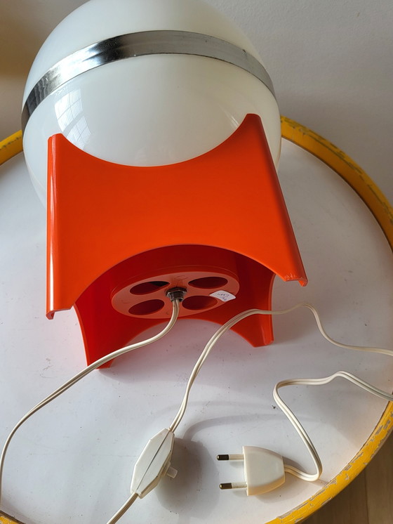 Image 1 of Space Age Tafellamp Met Oranje Voet Vierkant, Kunststof, Jaren 1960