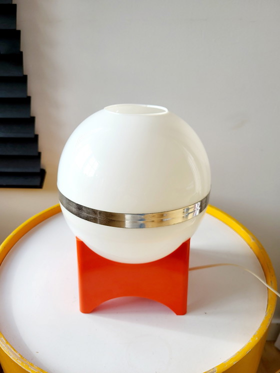 Image 1 of Space Age Tafellamp Met Oranje Voet Vierkant, Kunststof, Jaren 1960