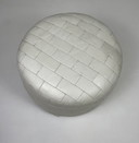 Vintage beige crème patchwork echt leren poef 