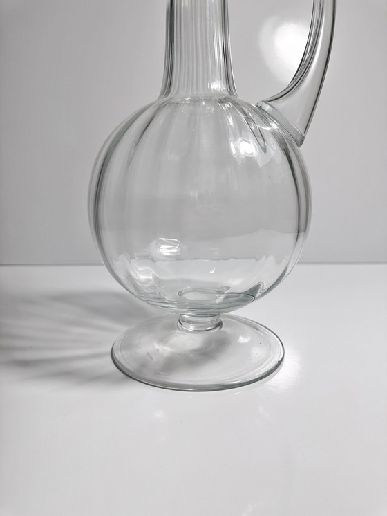 Image 1 of Vintage karaf Mid Century Murano Italië karaf bal draaikolk sap water glazen kan