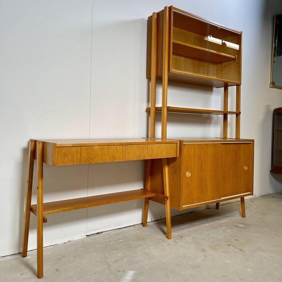 Image 1 of Set Van Vintage Wandkast Met Bureau • Frantisek Jirák