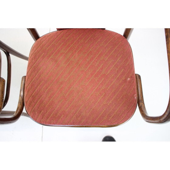 Image 1 of Paar vintage houten en stoffen stoelen van Ton, Tsjecho-Slowakije 1989