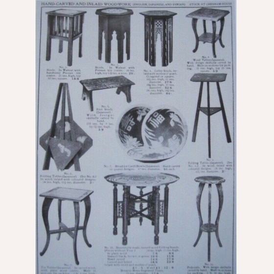 Image 1 of Japanse handgesneden florale bijzettafel/plantenstandaard, 1905