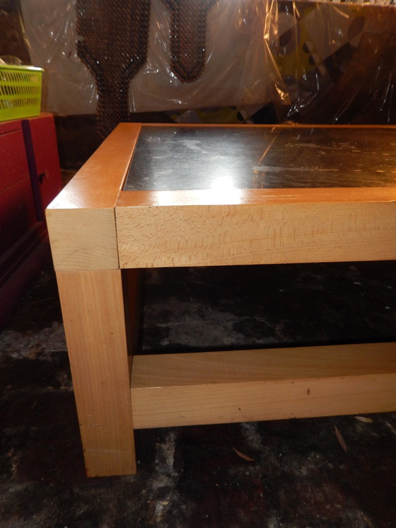Image 1 of Grote handgemaakte salontafel in marmer en beukenhout