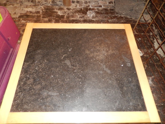 Image 1 of Grote handgemaakte salontafel in marmer en beukenhout