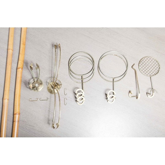 Image 1 of Atypische binnen draaideur van bamboe en messing, Suise 1960