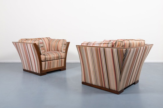 Image 1 of Paar loungestoelen met Italiaans design uit de jaren 1980