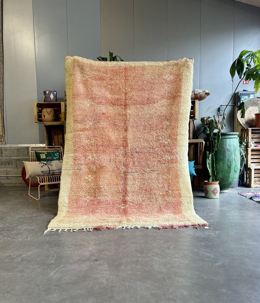 Roze Marokkaanse Vintage Wollen Vloerkleed