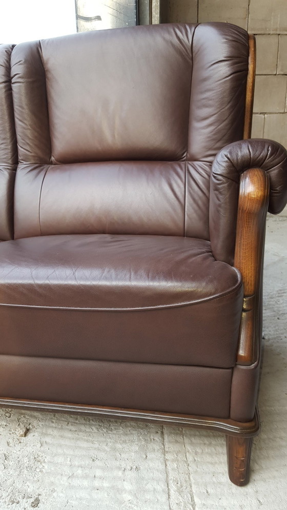 Image 1 of Vintage Leder Senioren Bankstel