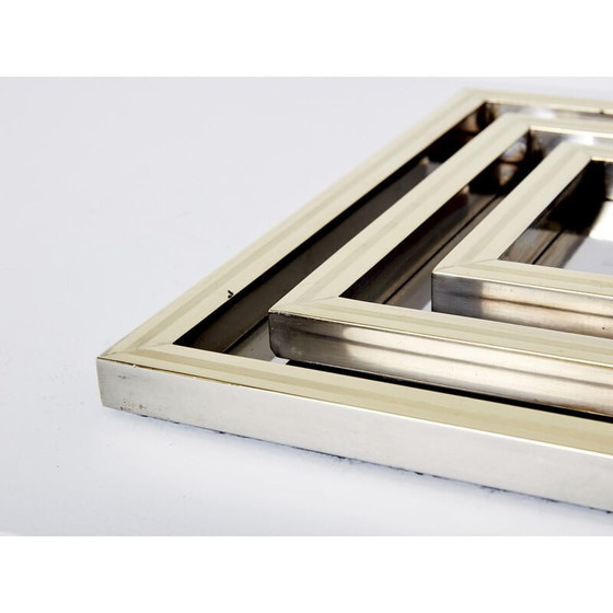 Image 1 of Set van 3 vintage nestbakjes van staal en messing, 1970