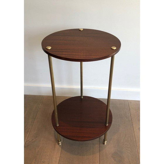 Image 1 of Vintage driepoot tafel in messing en mahonie voor La Maison Jansen, Frankrijk 1940