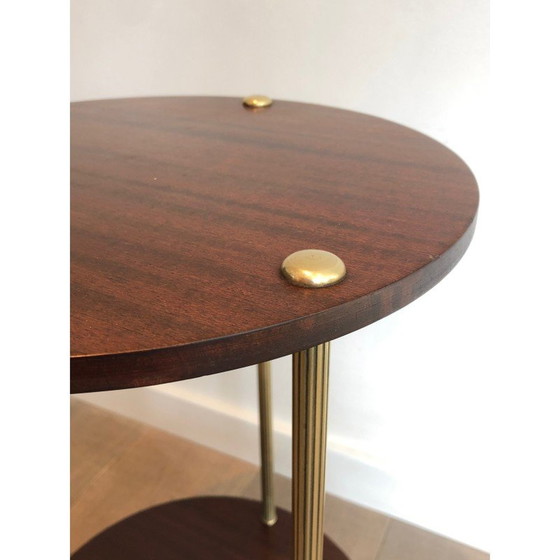 Image 1 of Vintage driepoot tafel in messing en mahonie voor La Maison Jansen, Frankrijk 1940