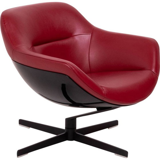 Image 1 of Vintage rood lederen draaistoel Auckland door Jean-Marie Massaud voor Cassina 2005