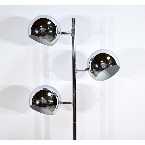 Image 1 of Vintage vloerlamp van verchroomd metaal met 3 armen, 1970