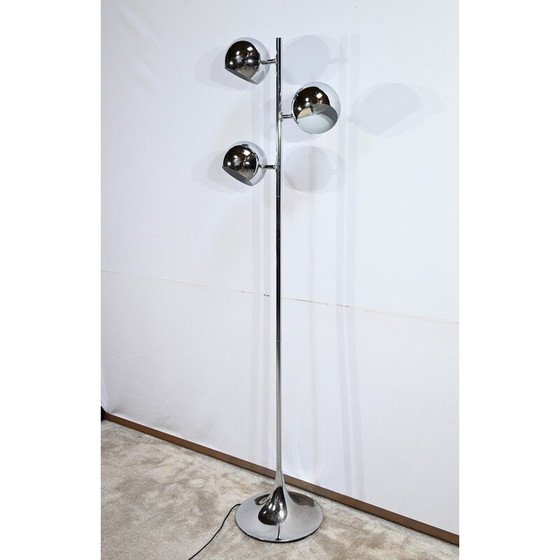 Image 1 of Vintage vloerlamp van verchroomd metaal met 3 armen, 1970