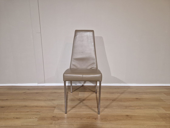 Image 1 of 4x Design Eetkamerstoelen Taupe Leder