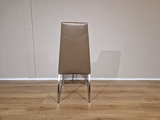 Image 1 of 4x Design Eetkamerstoelen Taupe Leder