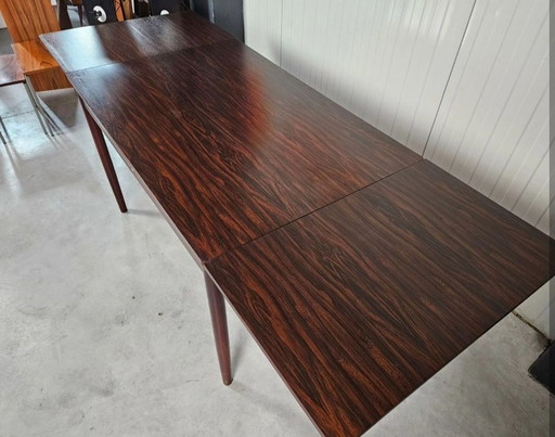 Vintage Eettafel Uitschuifbaar Rozenhout/Beech, nette staat