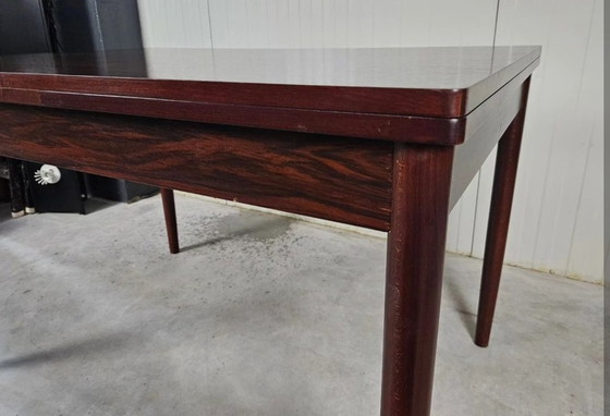 Image 1 of Vintage Eettafel Uitschuifbaar Rozenhout/Beech, nette staat