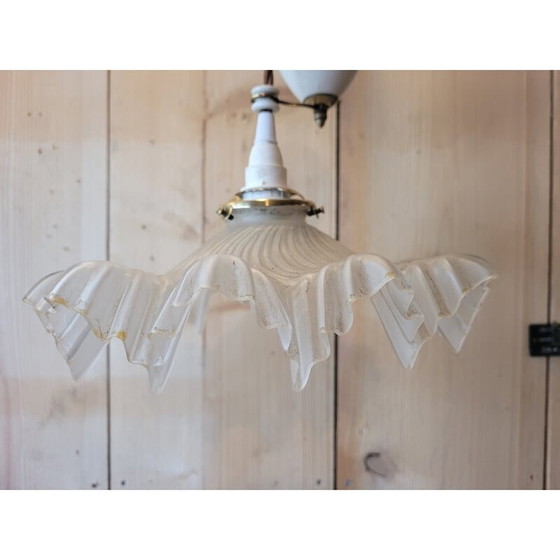 Image 1 of Vintage hanglamp "rise and fall" van geperst glas