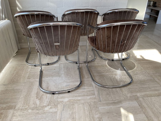 Image 1 of 5x Vintage Buisframe Eetkamer Stoelen