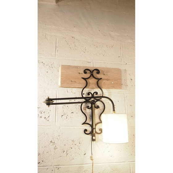 Image 1 of Vintage wandlamp van messing en ijzer voor Lunel, Frankrijk 1950