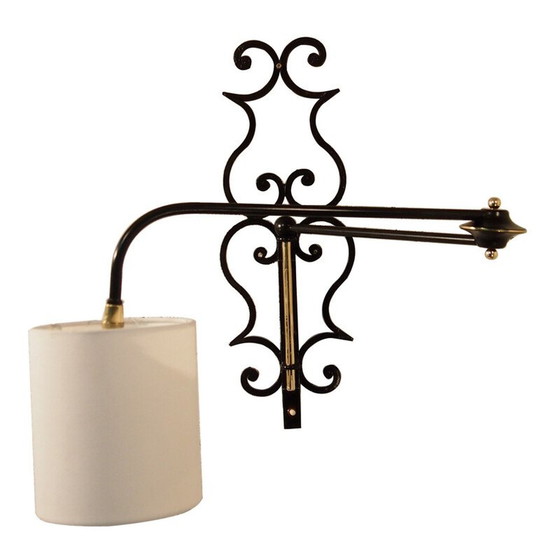 Image 1 of Vintage wandlamp van messing en ijzer voor Lunel, Frankrijk 1950