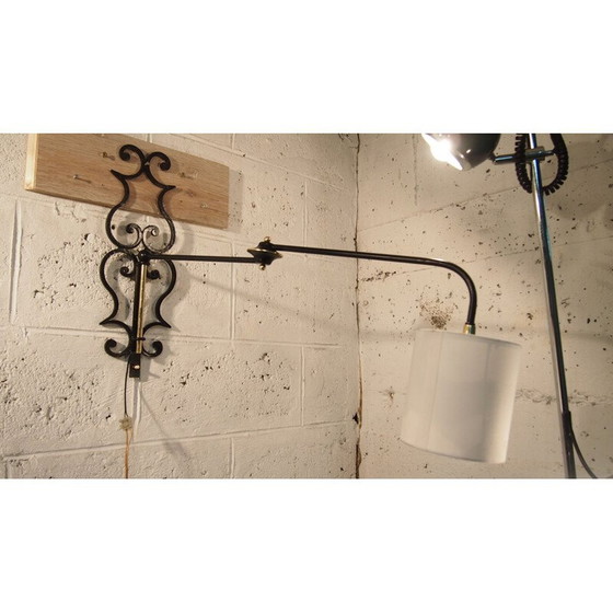 Image 1 of Vintage wandlamp van messing en ijzer voor Lunel, Frankrijk 1950