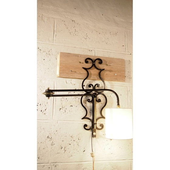 Image 1 of Vintage wandlamp van messing en ijzer voor Lunel, Frankrijk 1950