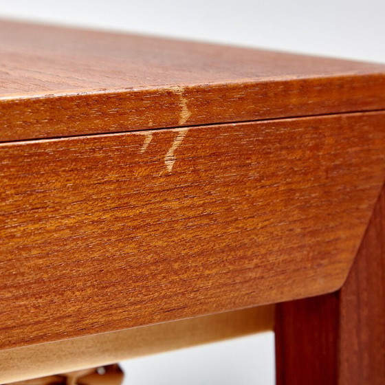 Image 1 of Vintage naaitafel van teakhout en riet, ontworpen door Severin Hansen en geproduceerd door Haslev Møbelfabrik, Denemarken 1960