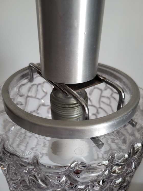 Image 1 of Vintage Ufo Hanglamp Mat Zwart, Glazen Kapje, Chrome Afwerking, Jaren 50