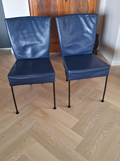 6x  Montis leren stoelen model Spica