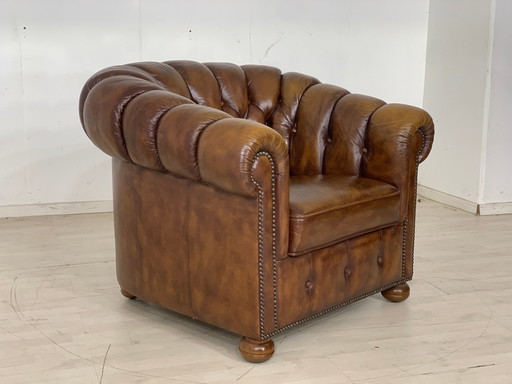 Chesterfield fauteuil vintage leren fauteuil