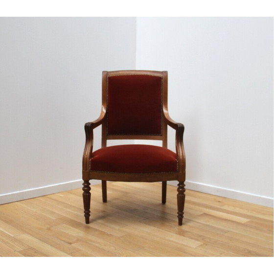 Image 1 of Paar vintage fauteuils in hout en fluweel