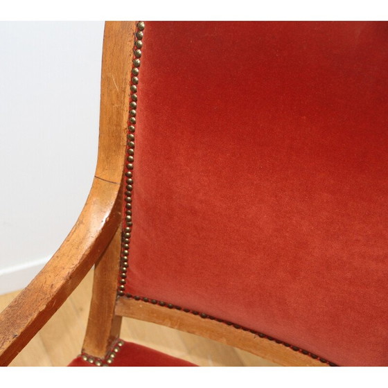 Image 1 of Paar vintage fauteuils in hout en fluweel