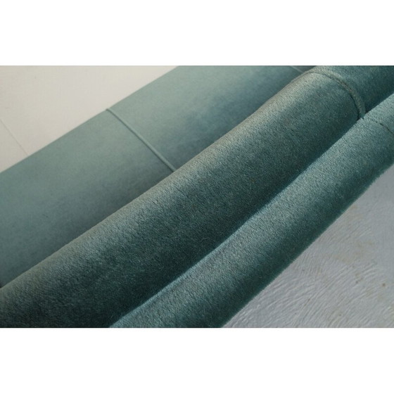 Image 1 of Vintage bank in blauw fluweel, jaren 1950