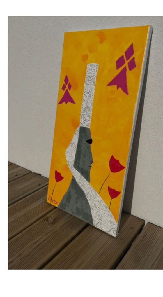 Image 1 of Moaï. Acryl door Frédéric Cadiou