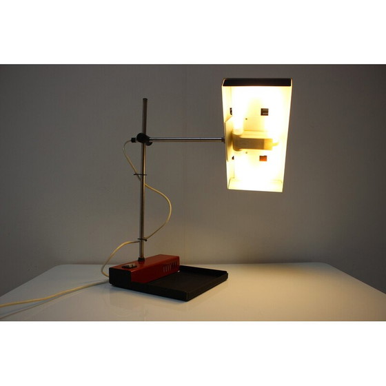 Image 1 of Vintage metalen en plastic tafellamp van Josef Mára, voor Tesla, Tsjecho-Slowakije 1990