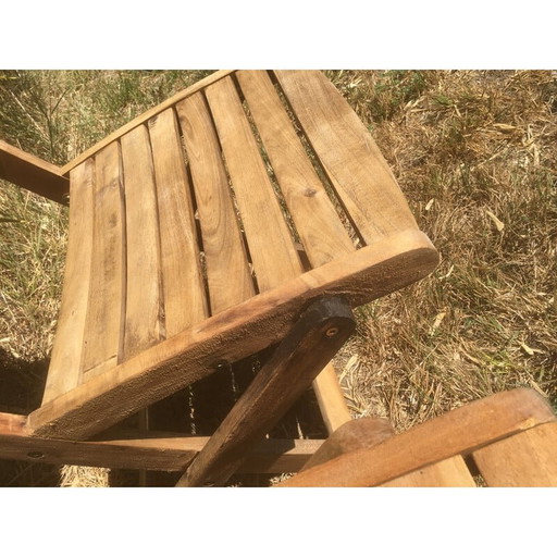 Paar vintage opvouwbare tuinstoelen