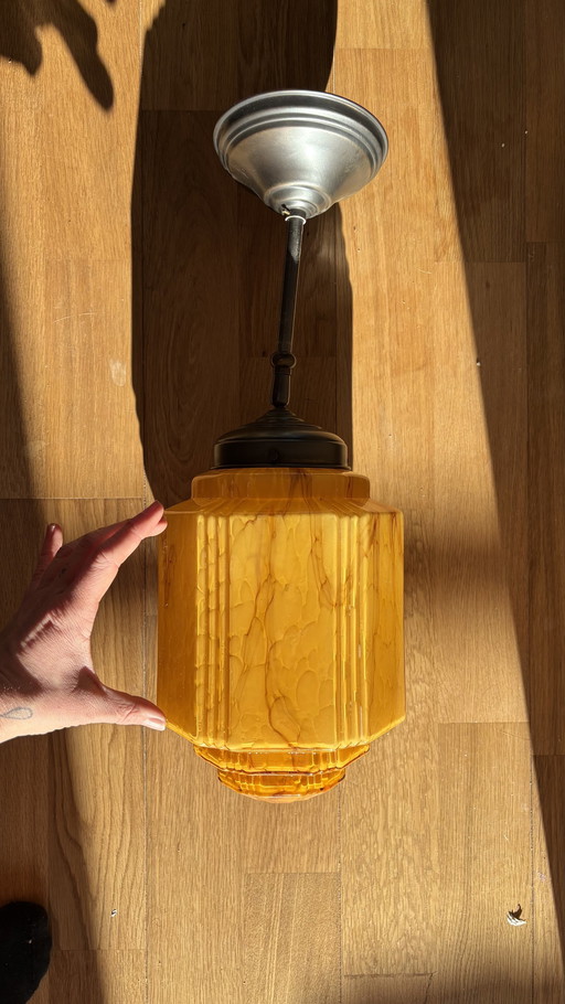 Art Deco Lampen Van Gemarmerd Glas