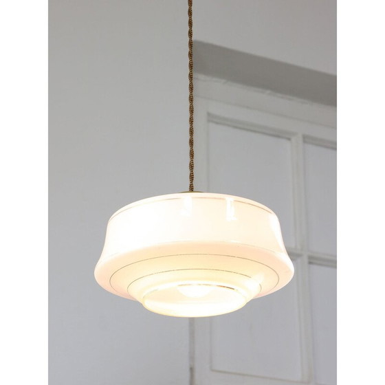 Image 1 of Vintage hanglamp van messing en glas, Italië