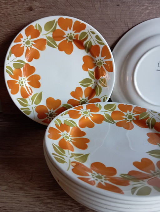 8 Pop Vintage 70 dessertborden, Digoin Sarreguemines - Frankrijk