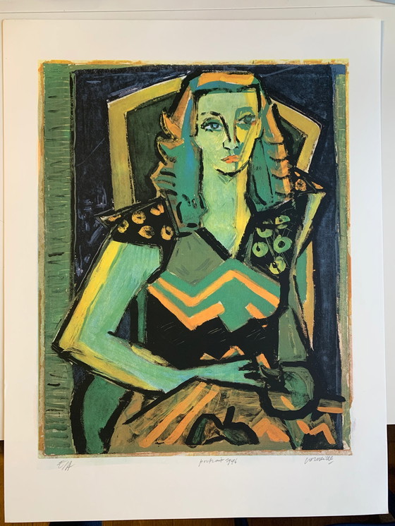 Image 1 of Handgesigneerd; Guillaume Corneille (1922-2010) Lithografie "Portret" 1946 , E/A