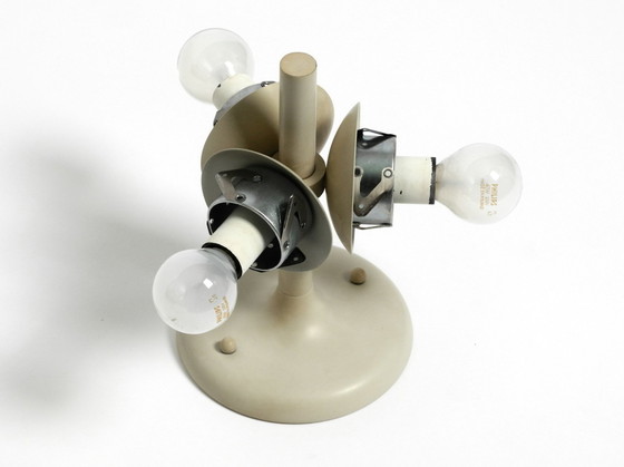 Image 1 of Lichtgrijze 1960S Space Age Kaiser Leuchten metalen plafondlampen met 3 glazen bollen