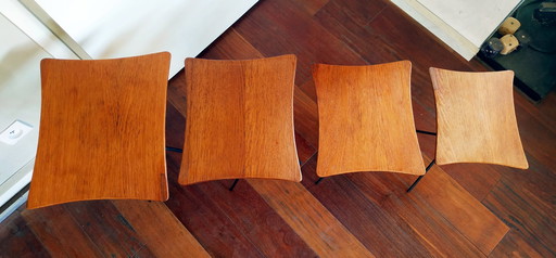 4 Nesting Tables van hout en metaal uit 1950