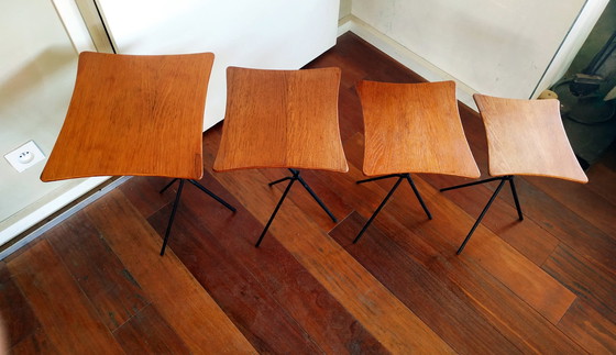 Image 1 of 4 Nesting Tables van hout en metaal uit 1950