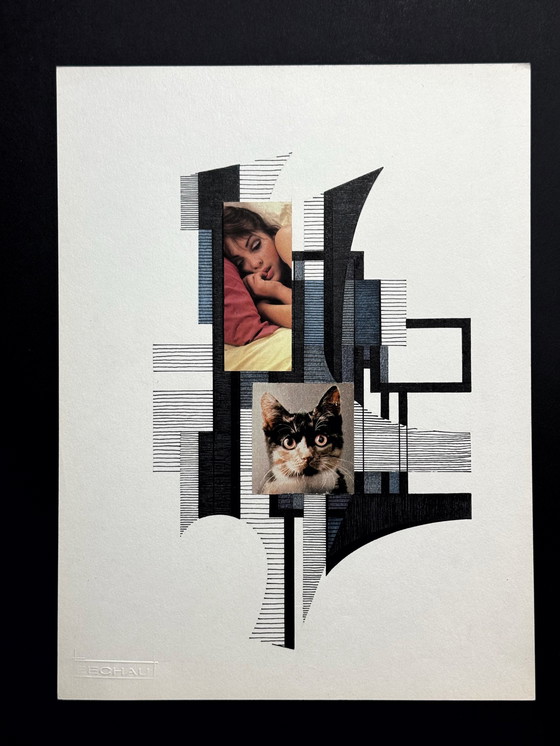 Image 1 of Tweeluik (inkt + collage) - Eugene Eechaut (1928-2019)